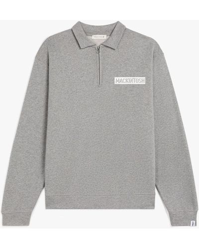 Mackintosh Grey Cotton Box Logo Sweatshirt