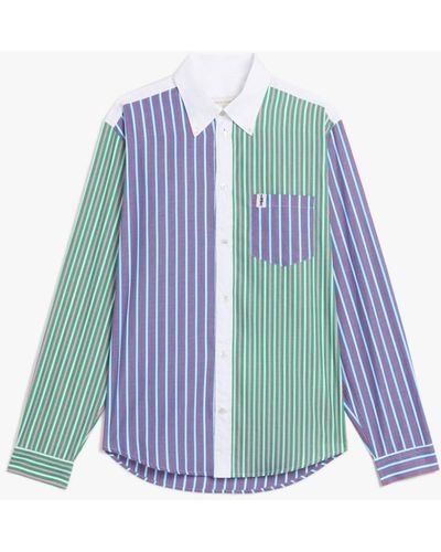 Mackintosh Fun Bloomsbury Stripe Cotton Shirt - Blue