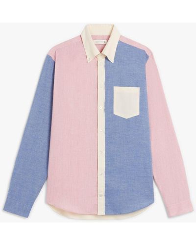 Mackintosh Bloomsbury Color Block Cotton & Wool Oxford Shirt Gsc-101 - Pink