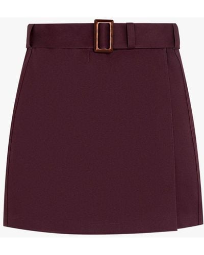 Mackintosh Seema Burgundy Bonded Cotton Skirt - Red