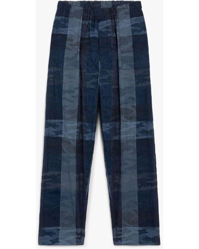 Mackintosh Captain Navy Camo Cotton & Nylon Pants - Blue