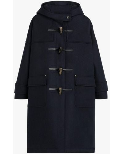 Mackintosh Humbie Navy Wool Duffle Coat - Blue