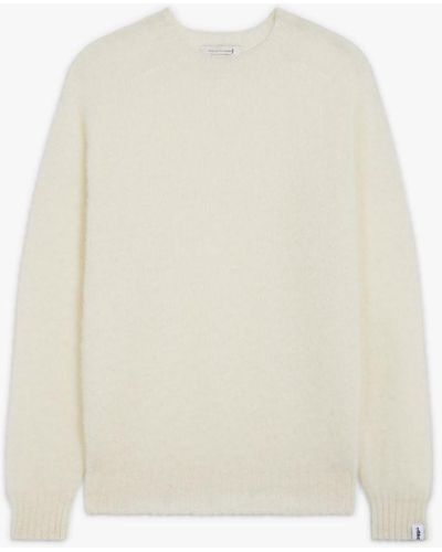 Mackintosh Hutchins White Wool Crew Neck Sweater