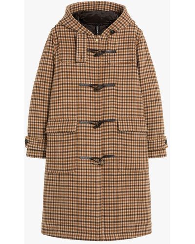 Mackintosh Inverallan Brown Check Wool Duffle Coat