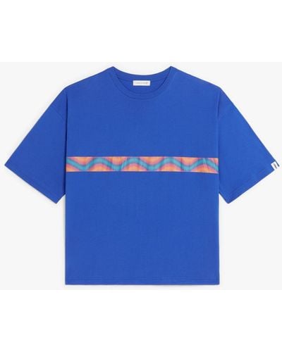 Mackintosh Wave Blue Cotton Drop Shoulder T-shirt Gjm-218