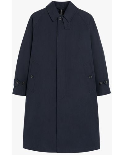 Mackintosh Selwyn Navy Cotton Overcoat - Blue