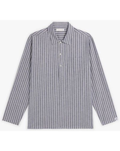 Mackintosh Military Blue Striped Cotton Shirt Gsm-201