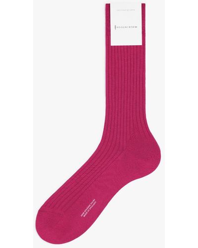 Mackintosh Fuchsia Fil D'ecosse 5x3 Ribbed Socks - Purple