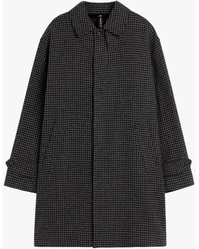 Mackintosh Soho Grey Houndstooth Wool Overcoat - Black