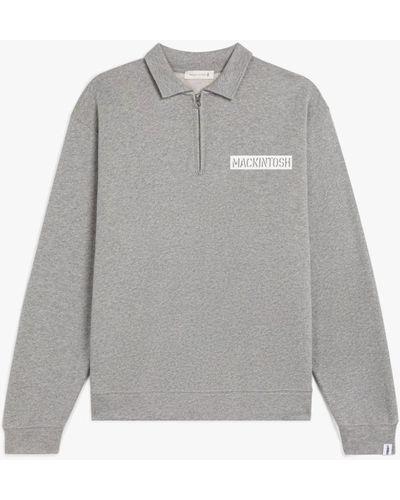 Mackintosh Gray Cotton Box Logo Sweatshirt