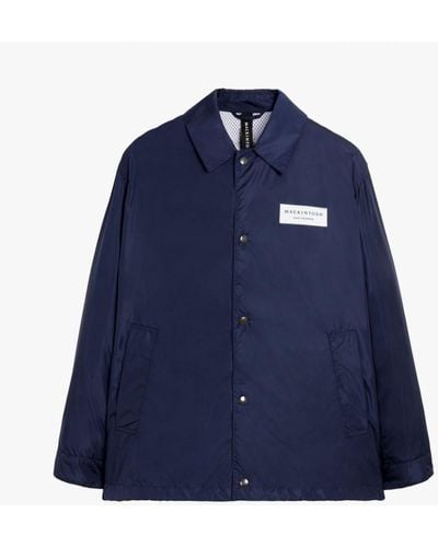 Mackintosh Teeming Navy Nylon Packable Coach Jacket - Blue