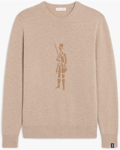 Mackintosh Beige Merino Wool & Cashmere Logo Crewneck Sweater - Natural