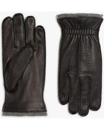 Mackintosh Black & Gray Cashmere Lined Deerskin Gloves