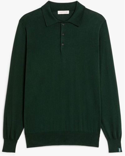 Mackintosh Bottle Green Cotton Long Sleeve Polo Shirt