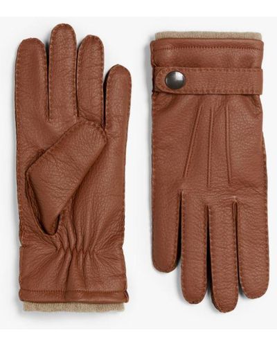 Mackintosh Havana Deerskin Leather Cashmere Lined Gloves - Brown