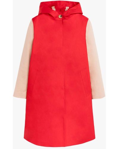 Mackintosh Watten Red Bonded Cotton Color Block Hooded Coat