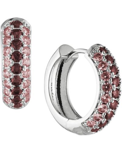 Bonheur Jewelry Addison Pink Red Crystal Mini Hoop Earrings - Multicolor