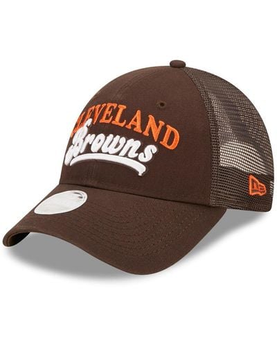 KTZ Cleveland S Team Trucker 9forty Snapback Hat - Brown