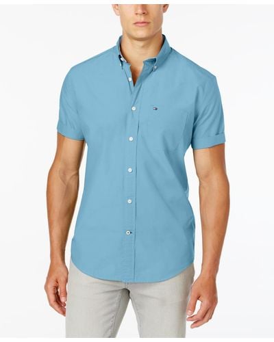 Tommy Hilfiger Big & Tall Maxwell Short-sleeve Button-down Shirt - Blue
