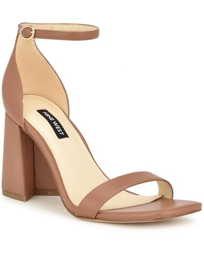 Nine West Ilea Block Heel Square Toe Dress Sandals - Metallic