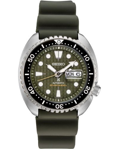Seiko Automatic Prospex King Turtle Green Silicone Strap Watch 45mm - A Special Edition