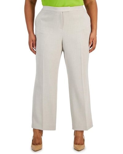 Kasper Plus Size Mid Rise Straight-leg Front-zip Pants - Gray