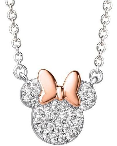 Disney Minnie Mouse Silver Plated Cubic Zirconia Necklace - Black