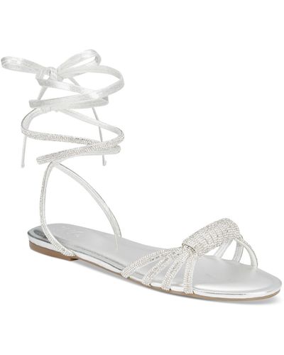 INC International Concepts Holiston Lace-up Flat Sandals - White