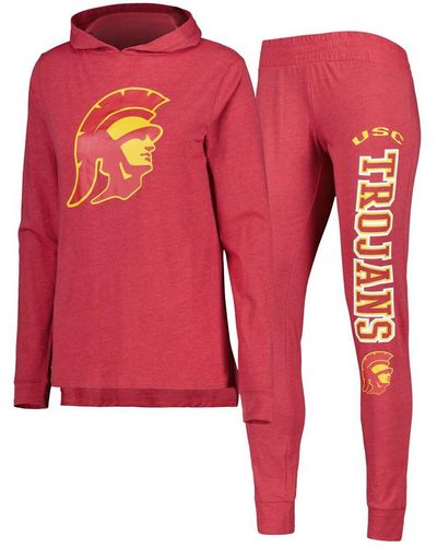 Concepts Sport Usc Trojans Long Sleeve Hoodie T-shirt And Pants Sleep Set - Red