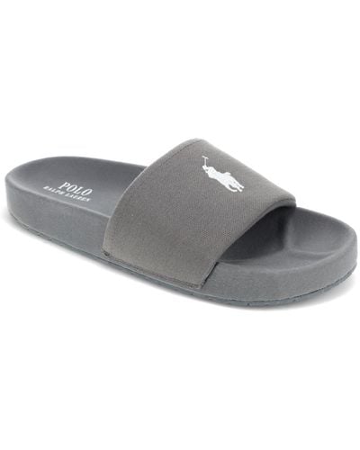 Polo Ralph Lauren Hendrick Pique Fabric Slide Sandals - Gray