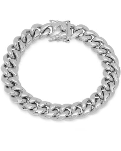 Steeltime Stainless Steel Miami Cuban Chain Link Style Bracelet - Metallic