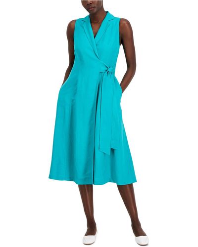 Alfani Wrap Midi Dress, Created For Macy's - Blue