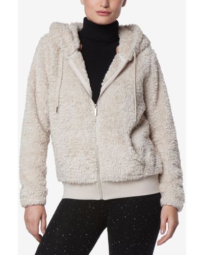 Marc New York Andrew Marc Sport Ultra Soft Faux Fur Zip Up Hoodie Jacket - Natural