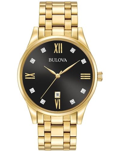 Bulova Men's Dress Diamond Accent Gold-tone Stainless Steel Bracelet Watch 40mm 97d108 - Metallic
