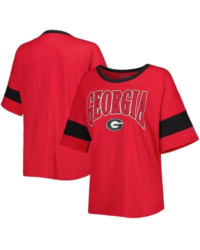 Champion Georgia Bulldogs Jumbo Arch Striped Half-sleeve T-shirt - Red