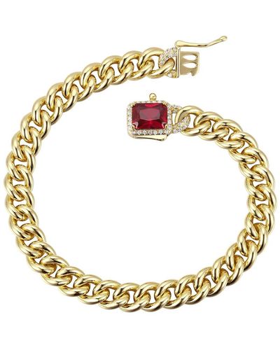 Genevive Jewelry Luxurious Sterling Silver Curb Chain Bracelet - Metallic