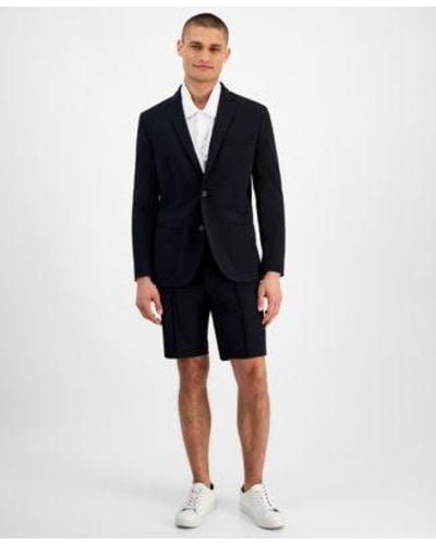 Alfani Mercerized Polo Shirt Blazer Suit Shorts Created For Macys - Blue