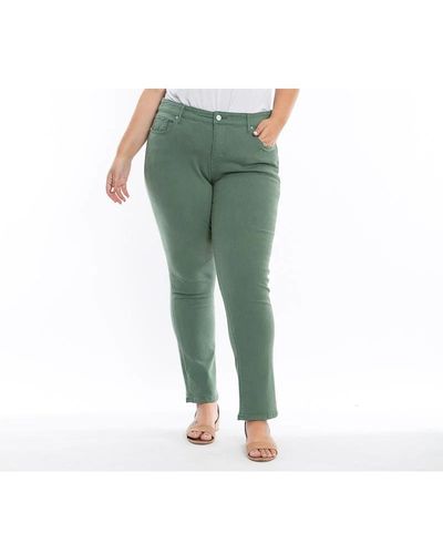 Slink Jeans Plus Size Color Mid Rise Slim Pants - Green