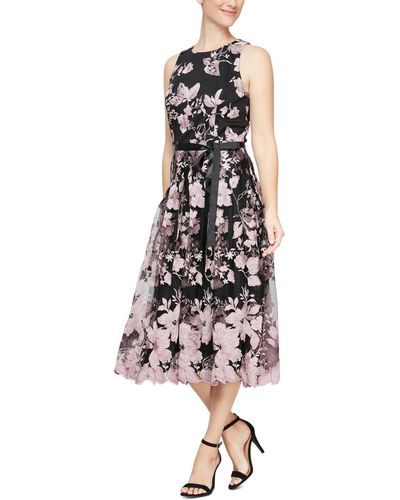 Alex Evenings Floral-embroidered Midi Dress - White