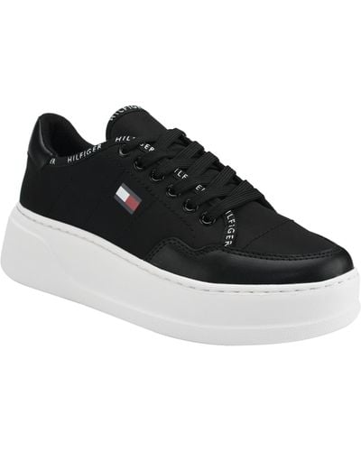 Tommy Hilfiger Grazie Lightweight Lace Up Sneakers - Black