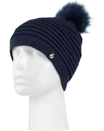 Heat Holders Cannes Ribbed Pom-pom Hat - Blue