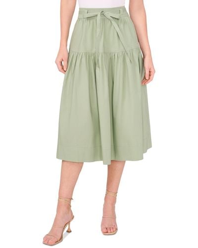 Cece Tie-waist A-line Midi Skirt - Green
