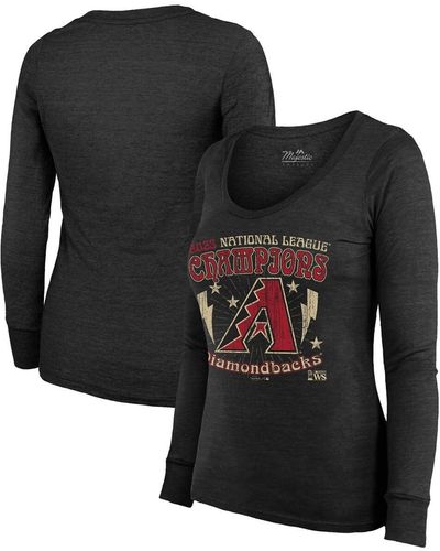 Majestic Threads Arizona Diamondbacks 2023 National League Champions Tour Long Sleeve Tri-blend T-shirt - Black