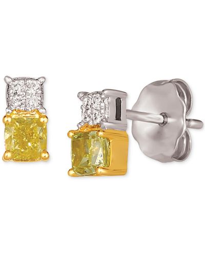 Le Vian Sunny Yellow Diamond & Vanilla Diamond Two-tone Stud Earrings (1/2 Ct. T.w. - White