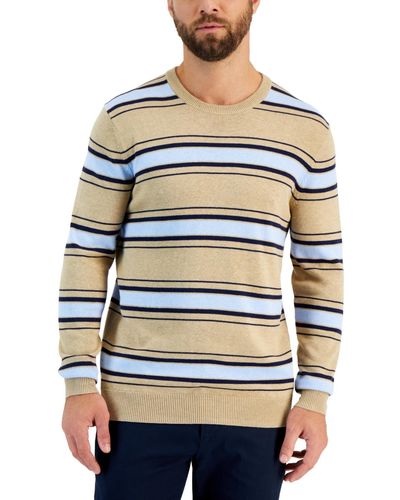 Club Room Elevated Striped Long Sleeve Crewneck Sweater - Multicolor