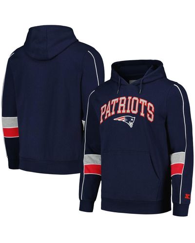 Starter New England Patriots Captain Pullover Hoodie - Blue