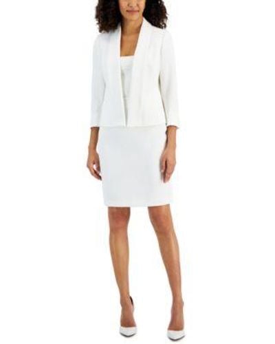 Kasper Stretch Pique Jacket Pencil Skirt - White