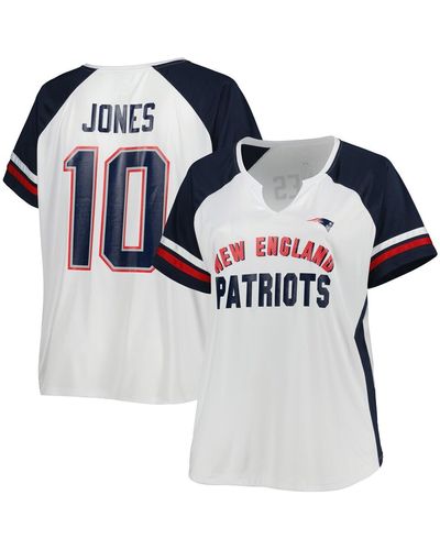 Profile Mac Jones New England Patriots Plus Size Notch Neck T-shirt - Blue