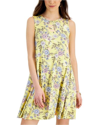 Style & Co. Petite Sleeveless Printed Flip Flop Dress, Created For Macy's - Yellow