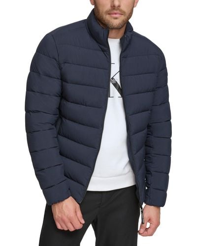 Calvin Klein Quilted Infinite Stretch Water-resistant Puffer Jacket - Blue